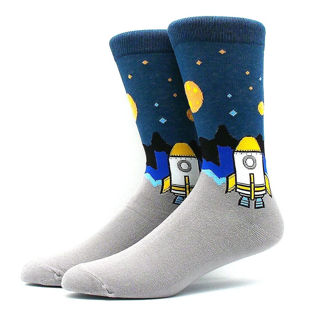 해피 재밌는 양말 남성과 여성의 외계인 양 패턴 Sokken Diversidos Jacquard Calcetines 남여 힙합 스케이트 보드 양말