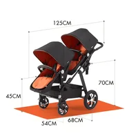 Poussette double pour jumeaux, poussette double de haute qualité pour 2 enfants, pliable également, avec siège auto inclus. 5