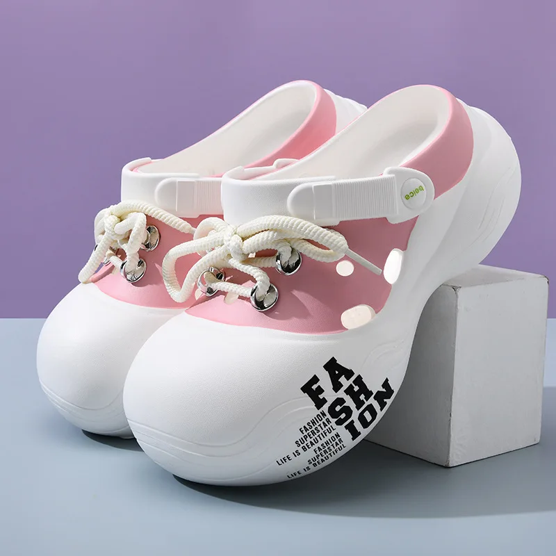 DIY Lace-up Platform Slippers For Women Fashion Clogs Thick Sole Shoes Female Street Sandals Beach Slides women sandals slippers sandals women slippers platform slippers