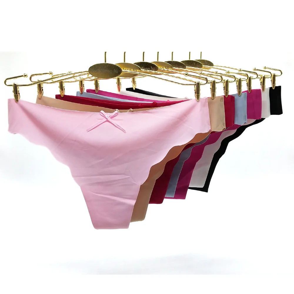 

2 Pcs Women's Thong Ice Silk Sexy Lingerie for Women Panties Seamless Underwear Female G-String Sports Girls Thongs Plus Size T