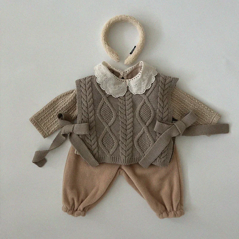Autumn Winter New Baby Long Sleeve T Shirt Infant Cotton Casual Pullover Girls Solid Lace Collar Bottoming Tops Children Clothes 5