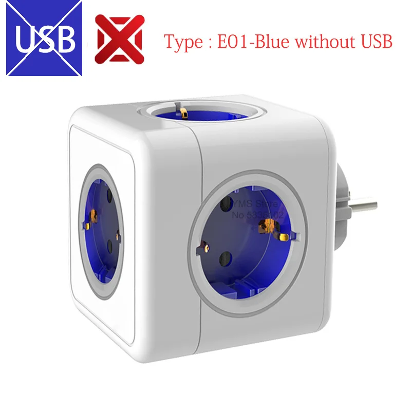 Massfa Multi USB Power Strip Cube with 4 Outlets - High-Power Extension Socket