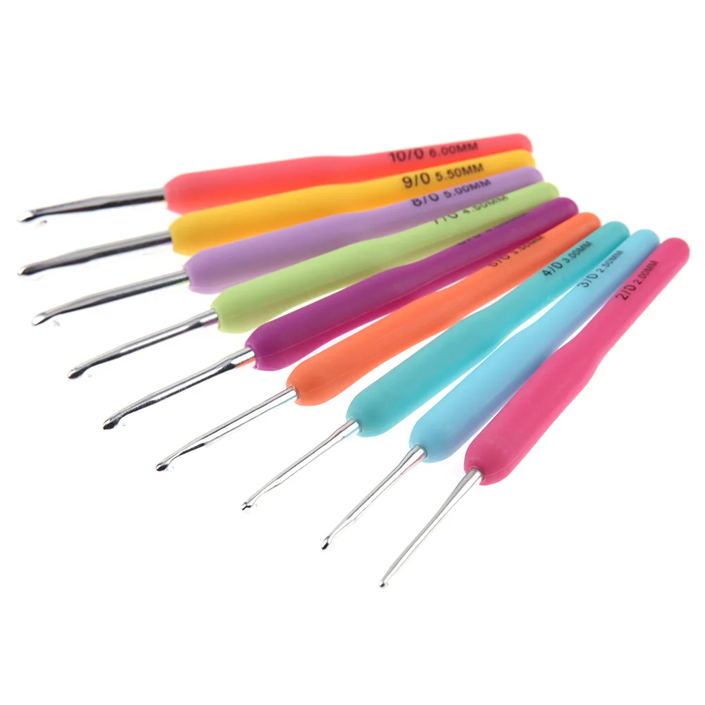 Multicolor Knitting Needles Silicone Grip Cushioned Handle Soft Crochet Hook Metak Hook for Women Sewing Accessories