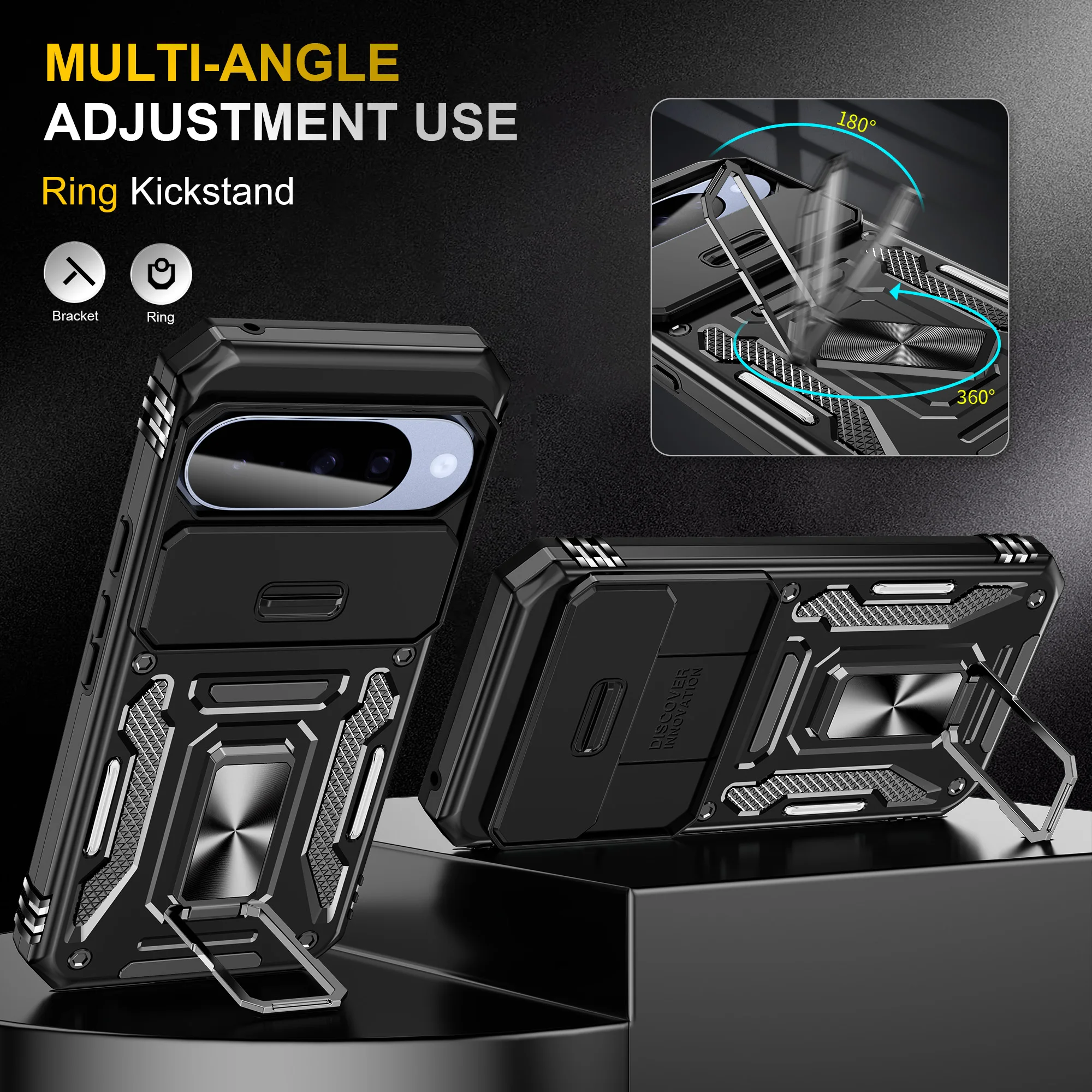 Rugged Protective Case with Bracket Ring Holder