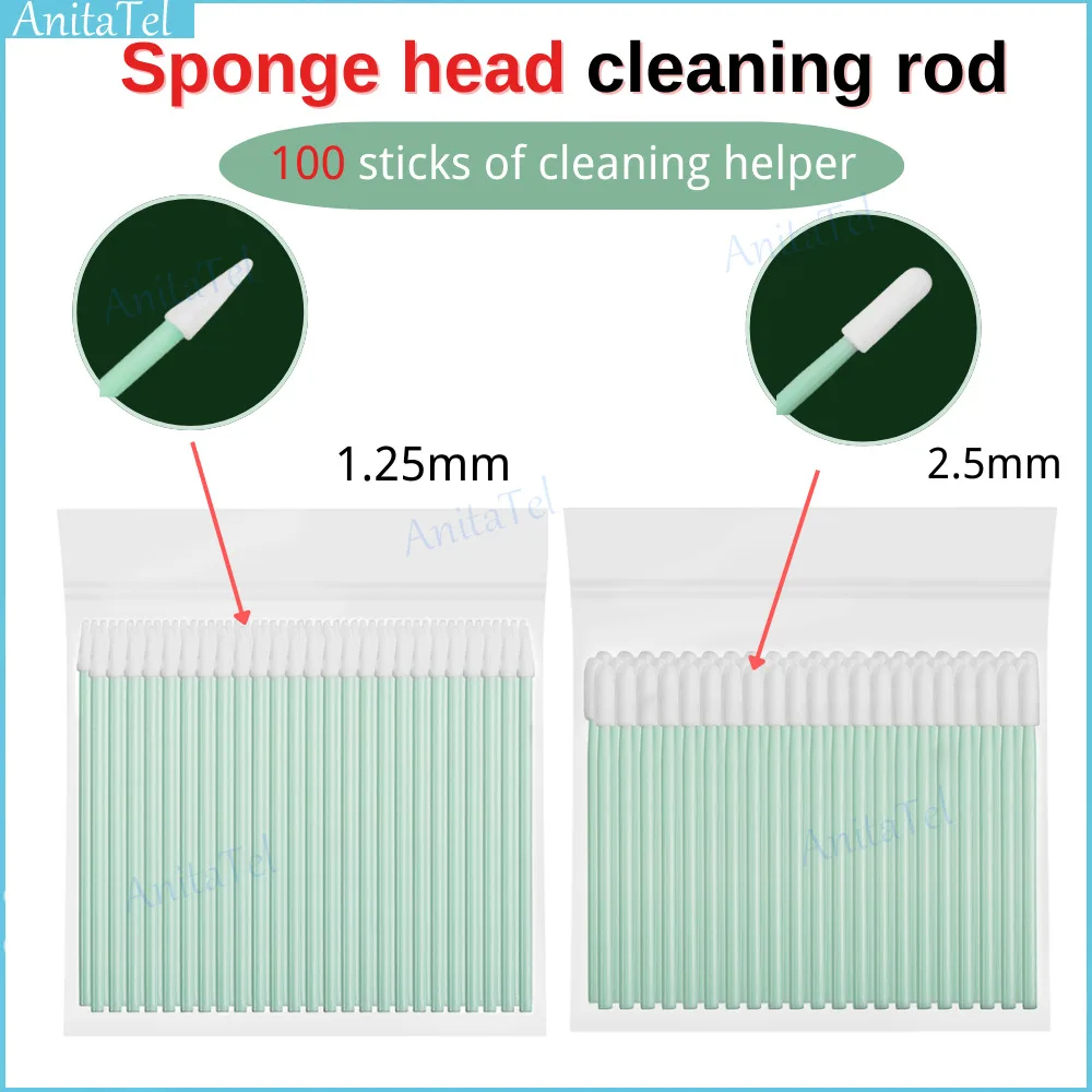 100 Pz/Borsa 1.25Mm/2.5Mm Tamponi Di Cotone In Fibra Ottica Bastoncini Di Pulizia Ottici Per Connettori Sc/Lc/Fc/St Asta Di Pulizia In Fibra Strumento