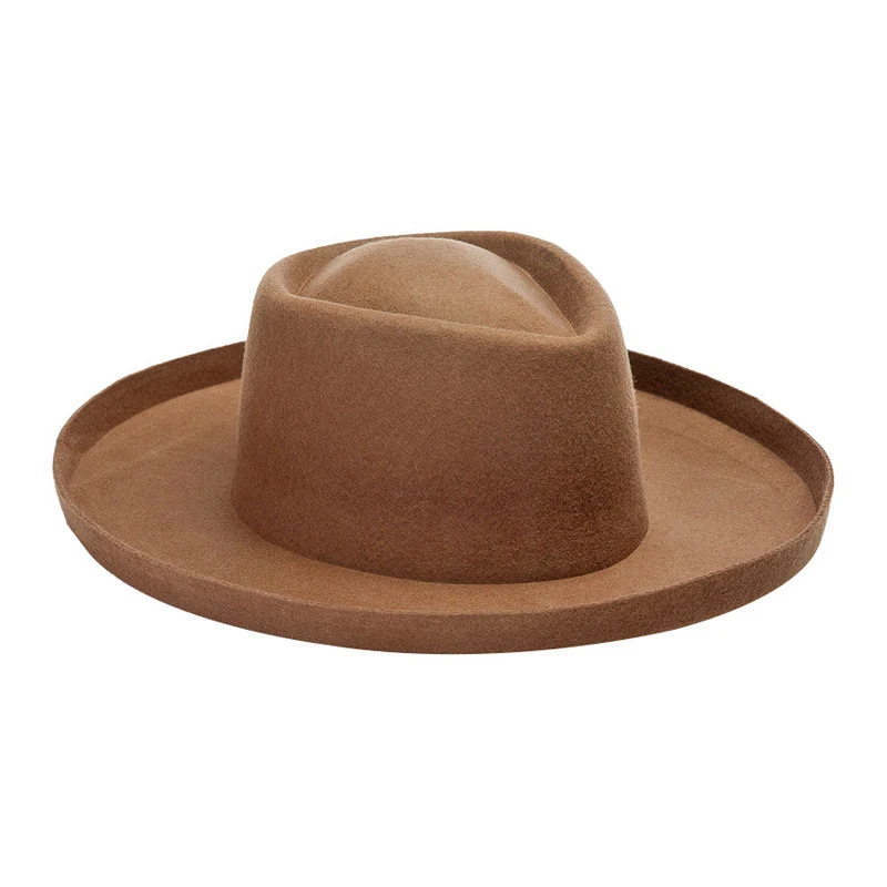 

Vintage Wide Brim Fedora Hats for Mens Women 100% Wool Felt Panama Rancher Hat With White ,Camel ,Khaki Color