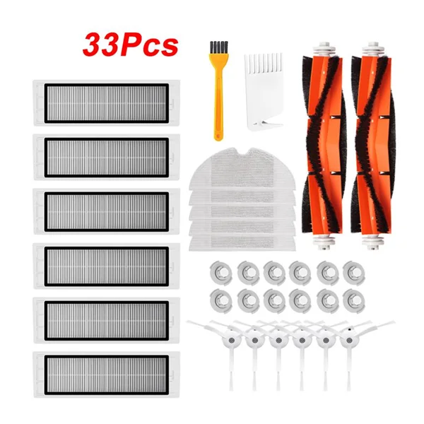 

33pcs Side Brush Roll Brush Mop Colth HEPA Filter for Xiaomi 1S Robot S50 S51 S55 S5 S6 Vacuum Cleaners Parts Accessories