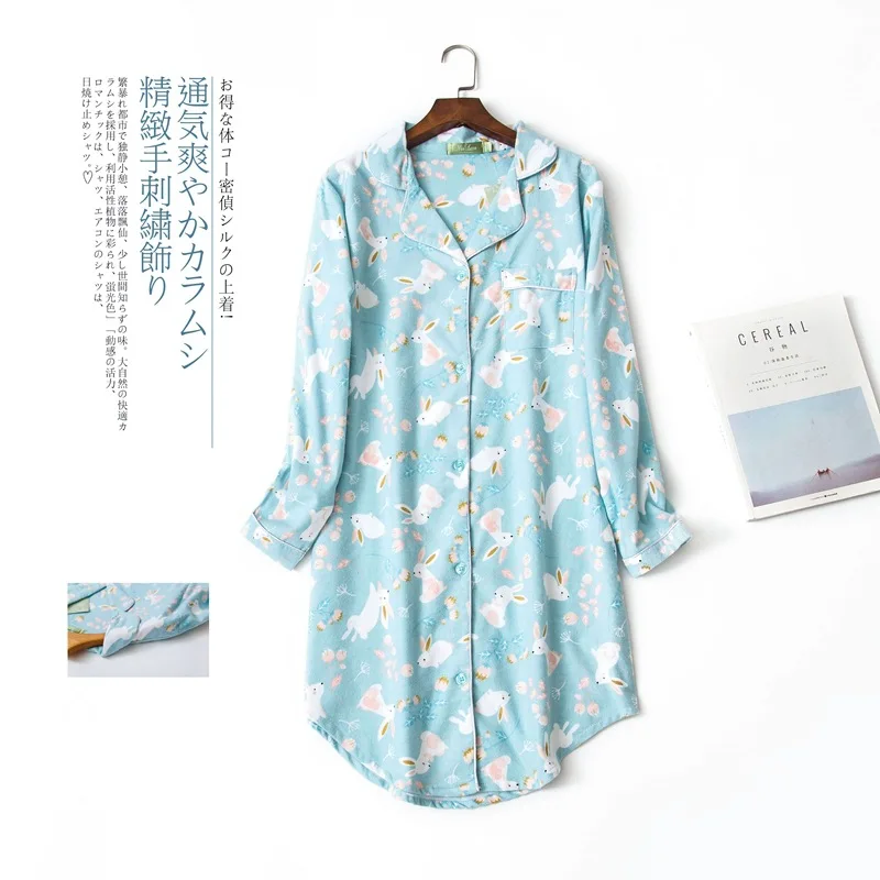 Winter 100% Brushed cotton nightshirts women nightgowns sleepwear fashion plaid Plus size sleepdress night dress nightwear