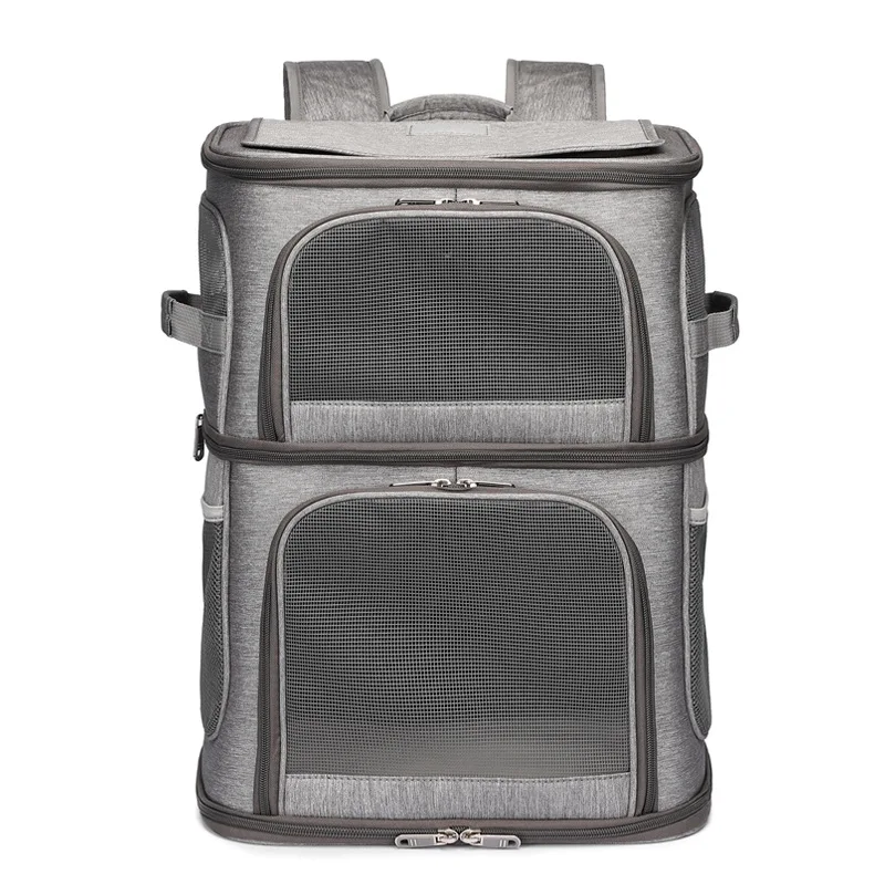 Large capacity double layer pet bag Easy put two cat backpacks Foldable Oxford cloth dog bag Pet supplies