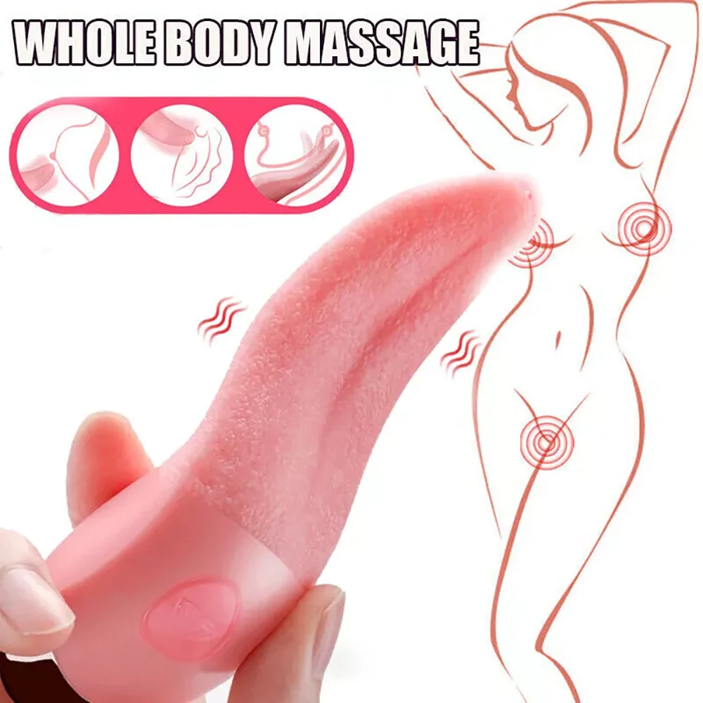 Tongue Licking Clitoral Vibrators Dildo Sex Toys with 10 Vibration Mode G Spot Clit Stimulator Pleasure Tool for Female Couples
