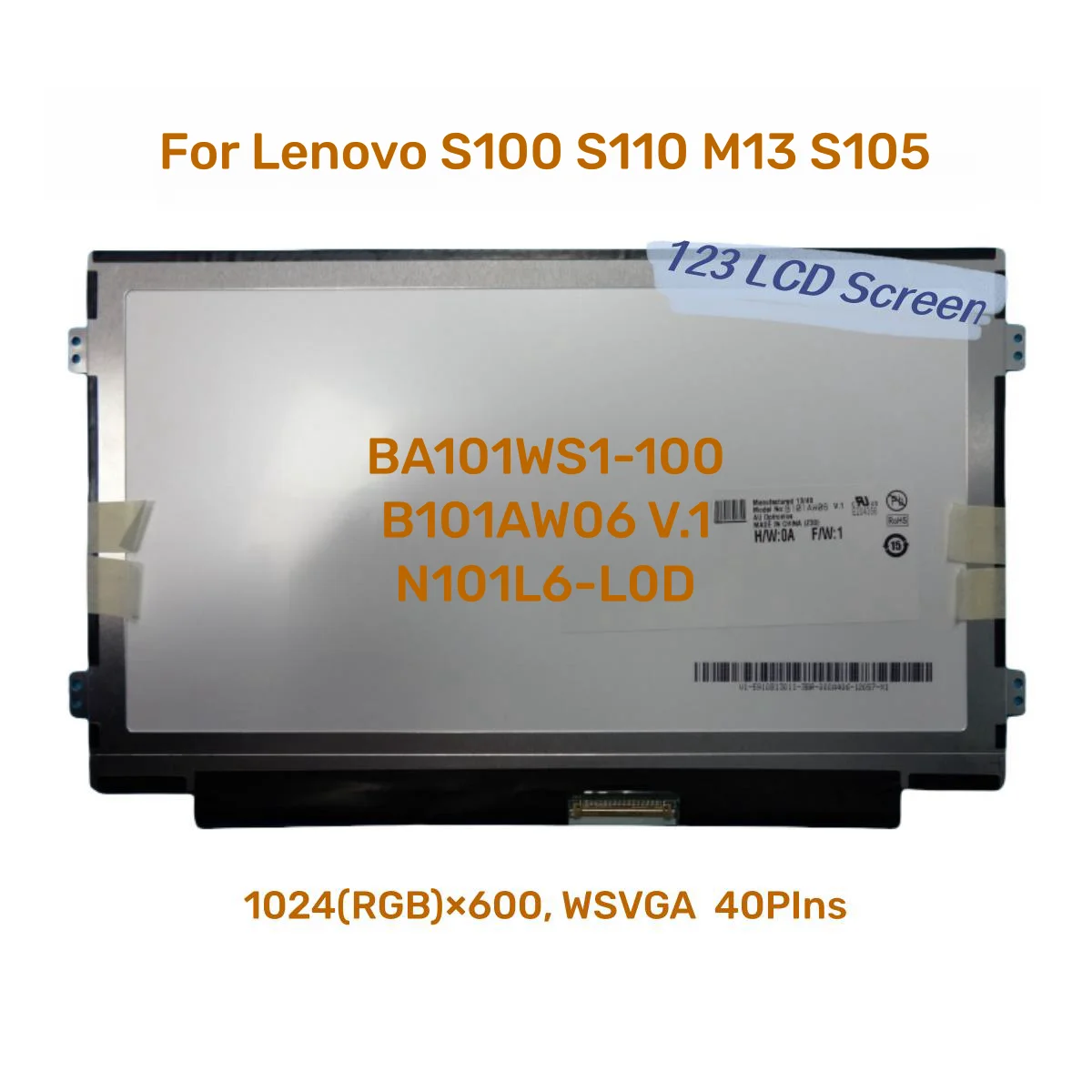 Тонкий светодиодный экран 10,1 дюйма для ноутбука, матричный дисплей, фотография B101AW06 версия 1, для Lenovo S100 S110 M13 S105