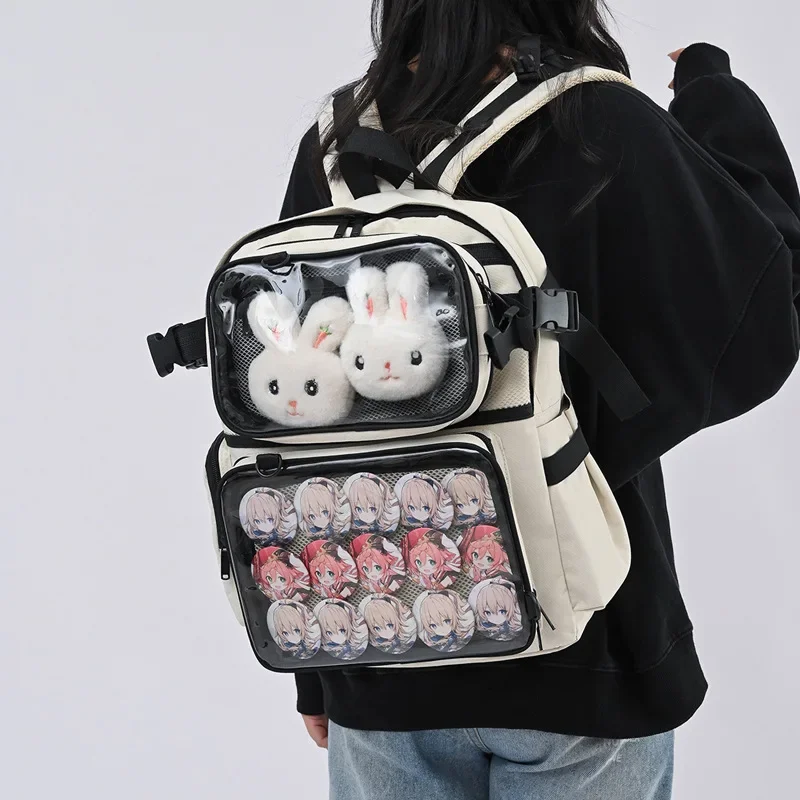 

Прозрачные школьные ранцы Ita для женщин, вместительные прозрачные холщовые рюкзаки в японском стиле, 2024