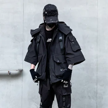 2022 Autunno Inverno Hip Hop Techwear Giacca cargo da uomo Harajuku Casual Giacche con cappuccio Cappotti tattici con cappuccio Streetwear 1