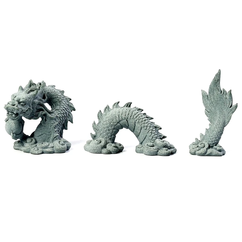 

Скульптура дракона, китайский длинный сильный культурный символизм, талисман, фигурка, серый, голубой, 1 комплект