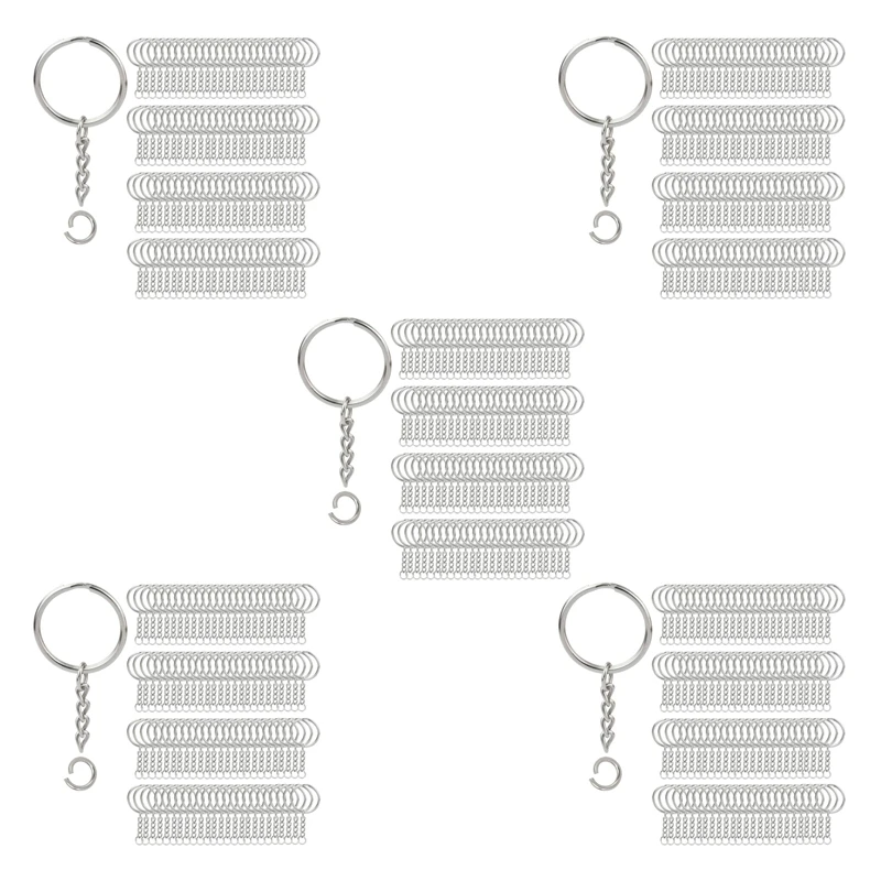 

200Pcs Split Key Chain Rings With Chain Silver Key Ring And Open Jump Rings Bulk For Crafts DIY (1 Inch/25Mm)