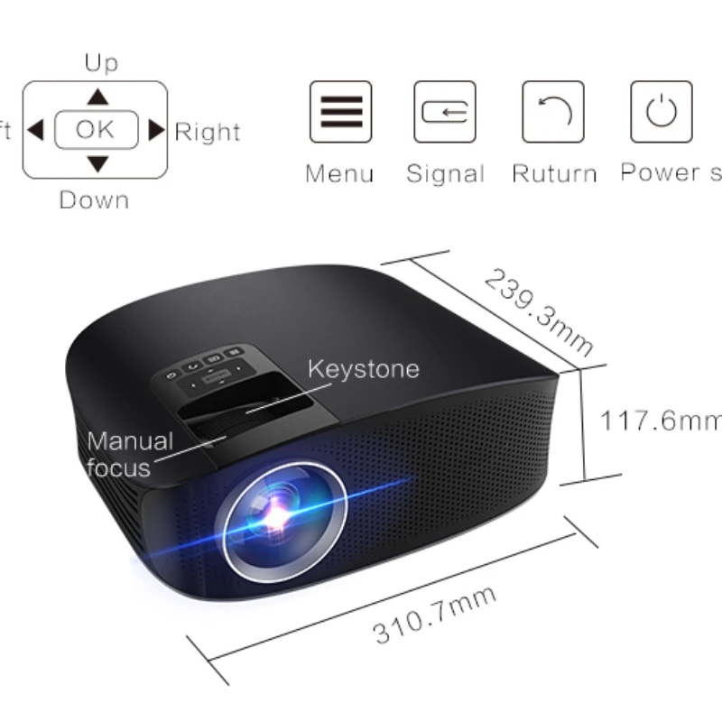 YYHC-YYHC 홈 시어터 스마트 듀얼 와이파이 안드로이드 비즈니스 사무실 프로젝션, LED 휴대용 3D 프로젝터, 1080p 4k 미니 프로젝터