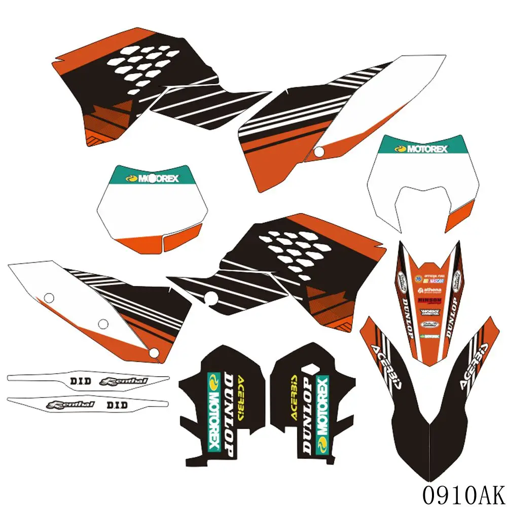 Full Graphics Decals Stickers Motorcycle Background Custom Number For KTM EXC EXC-F 125 250 300 450 530 2008 2009 2010 2011 | Автомобили и