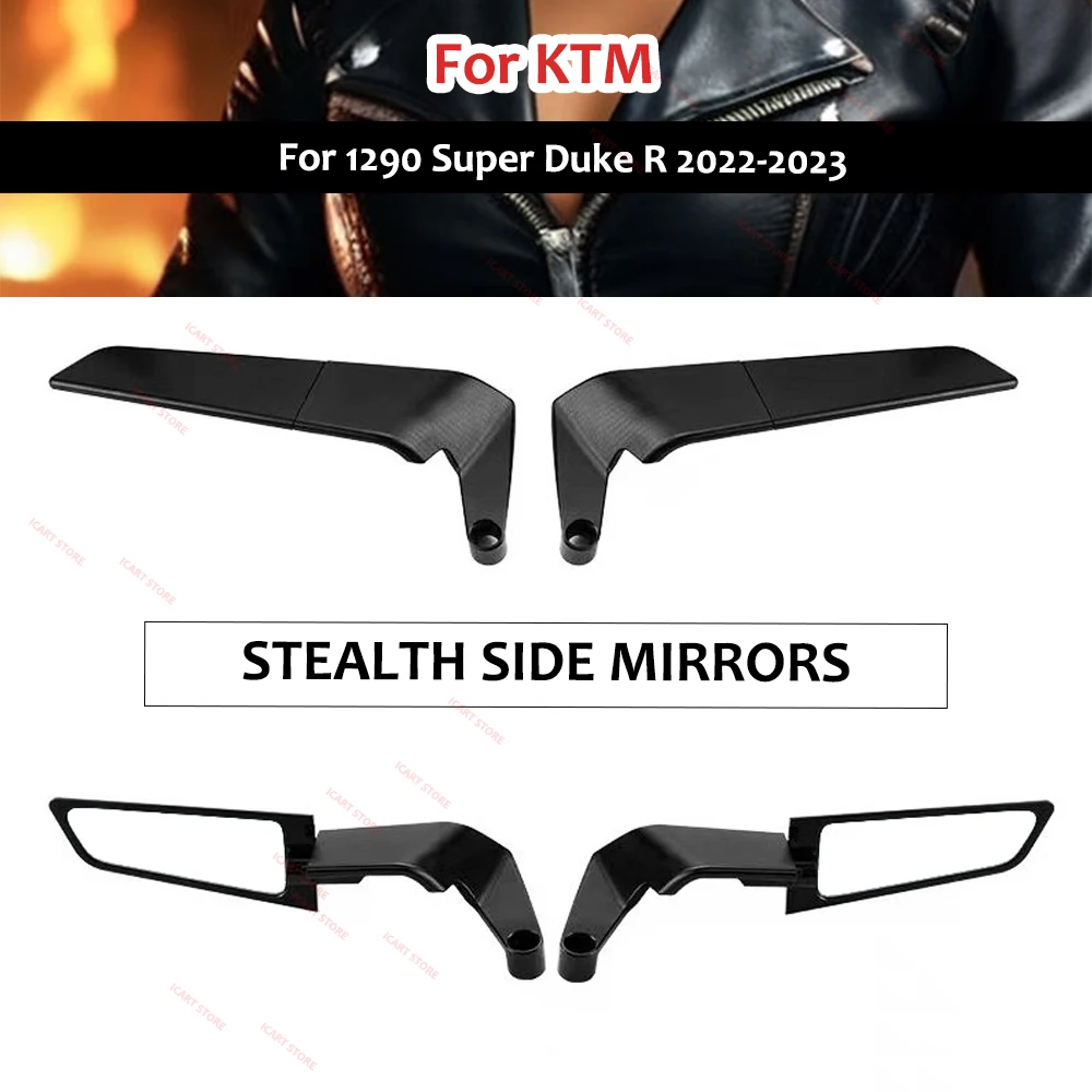

Универсальные мотоциклетные зеркала для KTM 1290 Super Duke R 2022-2023, наборы зеркал Stealth Winglets для вращения регулируемых зеркал