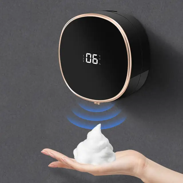 Dispenser di sapone elettrico con pulsante a sfioramento Dispenser di sapone elettrico touchless Montaggio a parete per Home Office Hotel per bagno 5