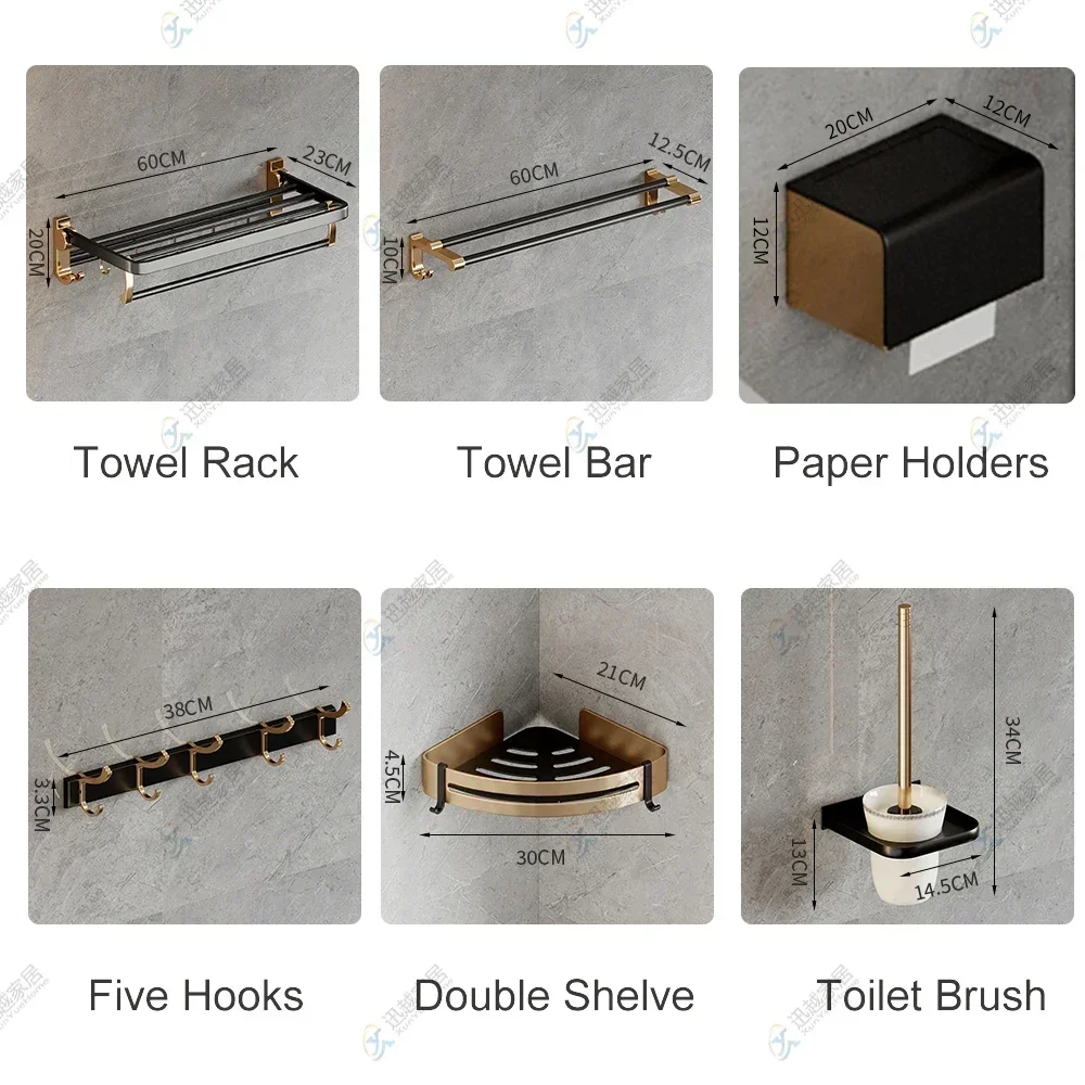 AOBITE High Quality Bathroom Accessories Brass Hardware Set Black Matte  Paper Holder Towel Rail Toothbrush Holder Towel Bar 8800 - AliExpress