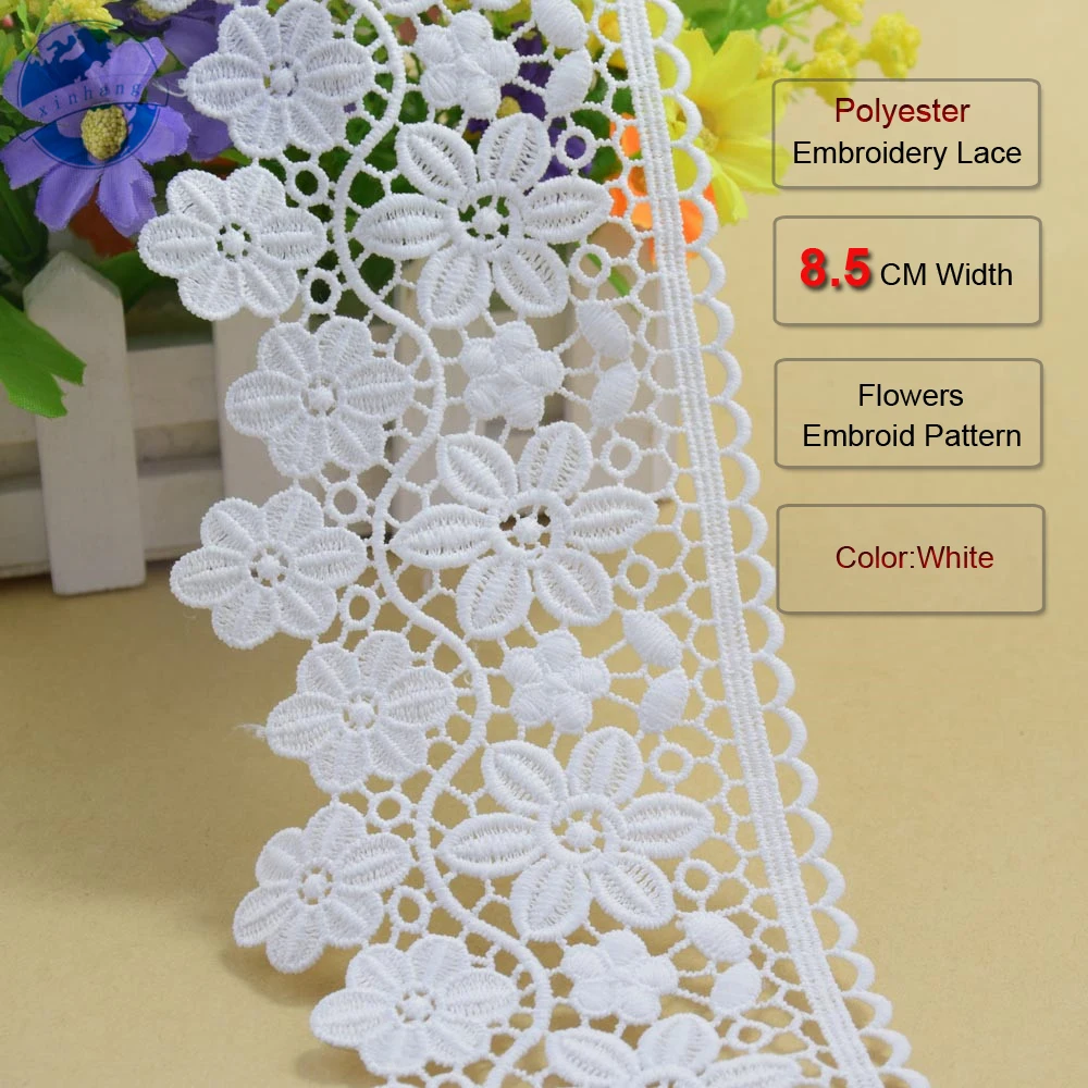 Embroidery sewing lace fabric ribbon trim 8.5cm polyester womens dresses DIY garment wedding party dress accessories