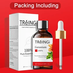 Pure Natural Geranium Essential Oil 100ml Diffuser Aroma Oil Frankincense Lavender Rose Sandalwood Lemon Cinnamon Tea Tree