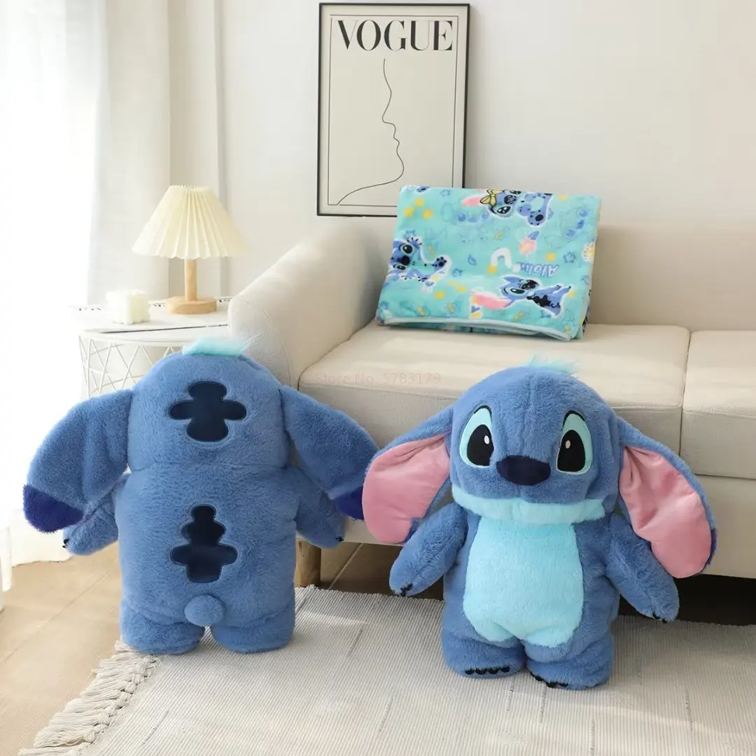 Disney Lilo & Stitch Series Multifunctional Office Plush Doll Throw Pillow Three-in-one Back Cushion With Blanket Xmas Gifts