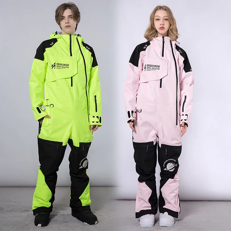 New OnePiece Ski Suit Overalls Women Men Outdoor Snowboard Jacket Warm