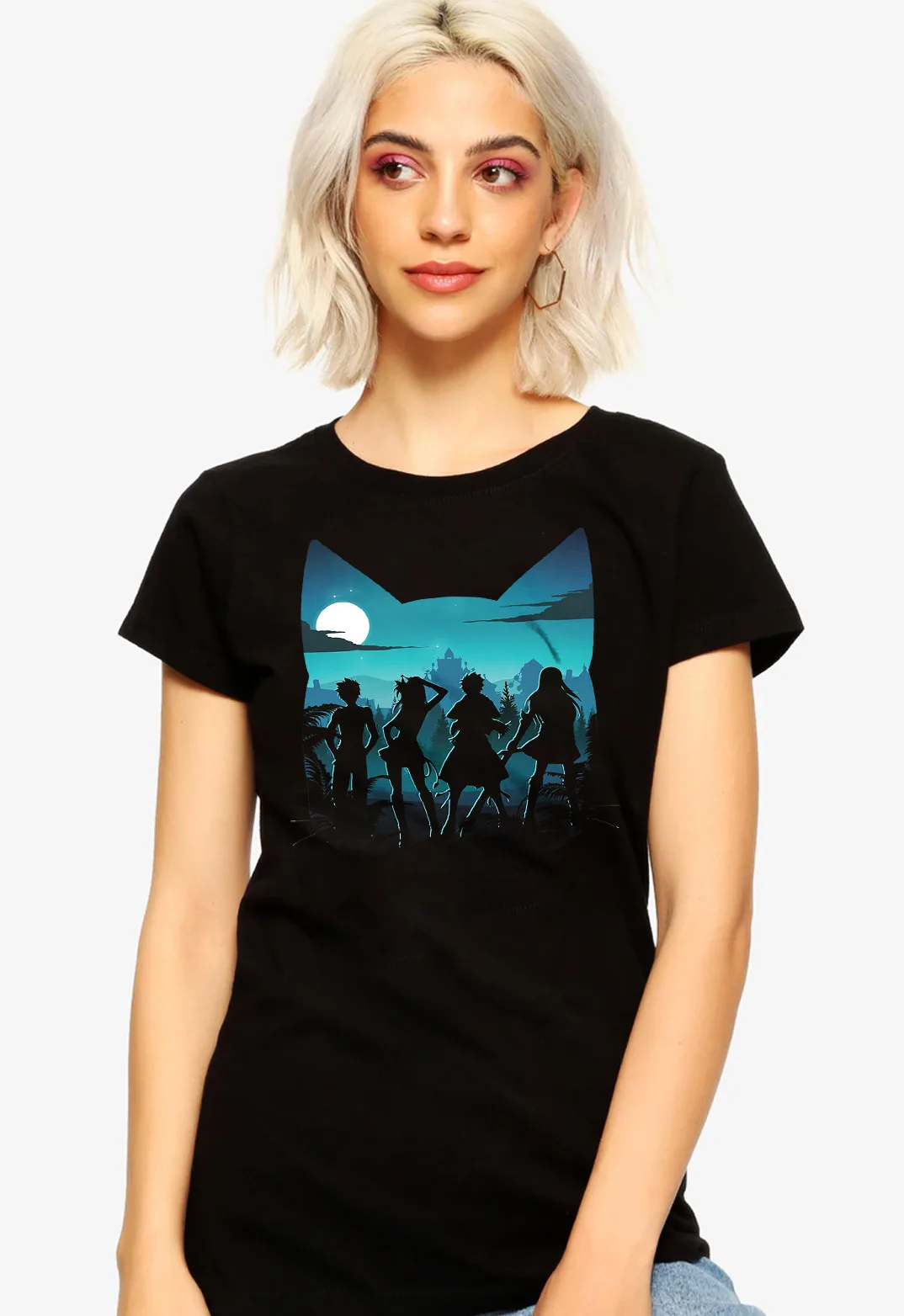 T-Shirt Silhouette Fairy Tail Manga Lovers-T-Shirt Anime Otaku Team Of Grey