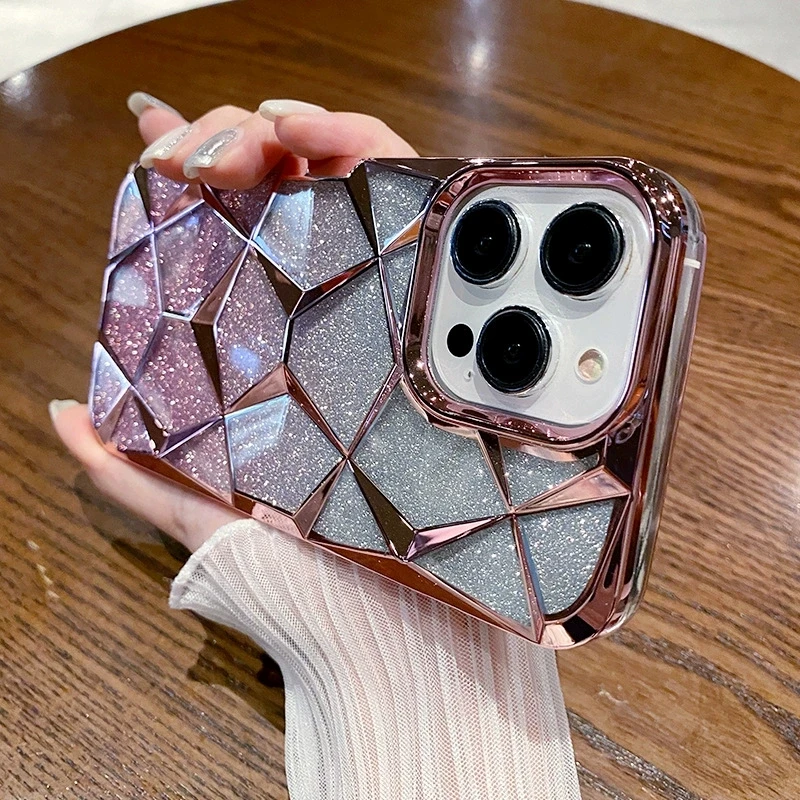 Gradient Glitter Plating Back Cover Phone Case