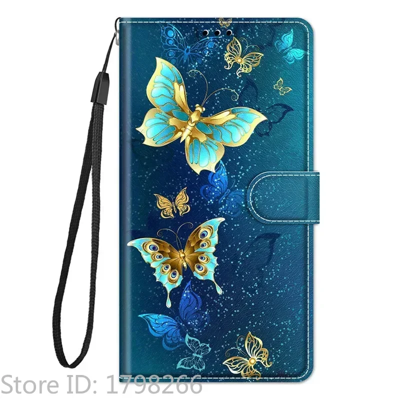 Leather Wallet Phone Case - Magnetic Flip Cover with Stand and Artistic Design