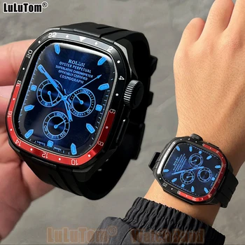 Custodia di lusso per smartwatch Apple Watch 46mm 45mm 44mm, custodia robusta completamente avvolgente con cinturino in silicone per iWatch Serie 11/10/9/8/7/6/5/4/SE
