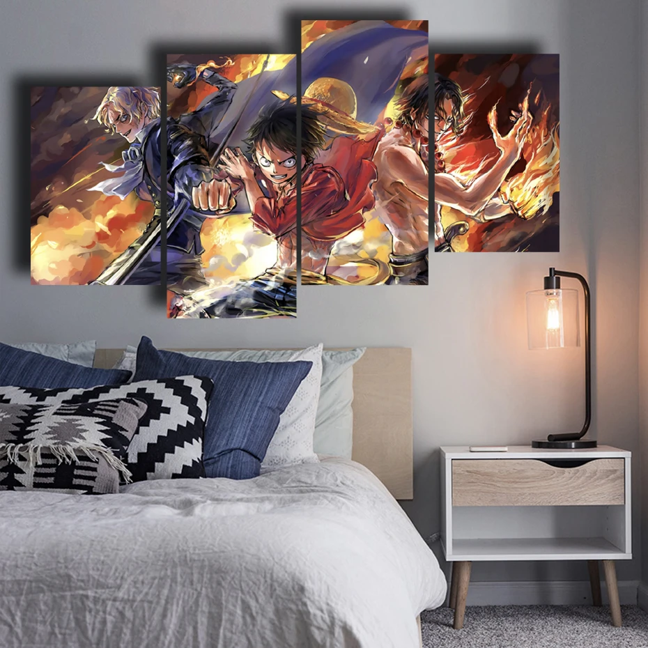 One Piece Poster 4 Pieces Painting Poster Wall Art - Crazy Anime Store