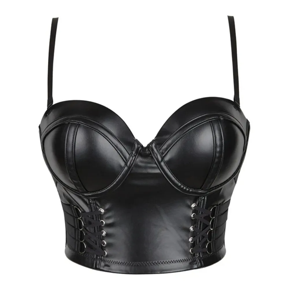 Frauen glänzend pu Leder BH Korsett Tops für Sex heißen Porno halbe Tasse  Latex Neck holder Tops verstellbare Schulter gurt Punk Korsetts - AliExpress