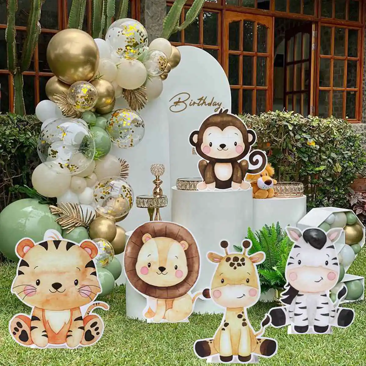Fondo de animales de la selva, decoración para fiesta de cumpleaños de  Safari, bosque salvaje para niños, suministros para fiesta temática de un  León, decoración para Baby Shower - AliExpress, image size:1200x1200
