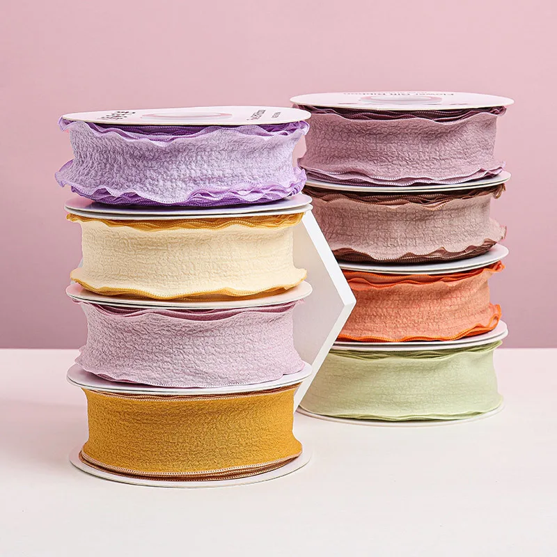 Candy Color Wavy Edge Yarn Ribbon for Gift Wrapping & DIY Crafts - 10 Yards