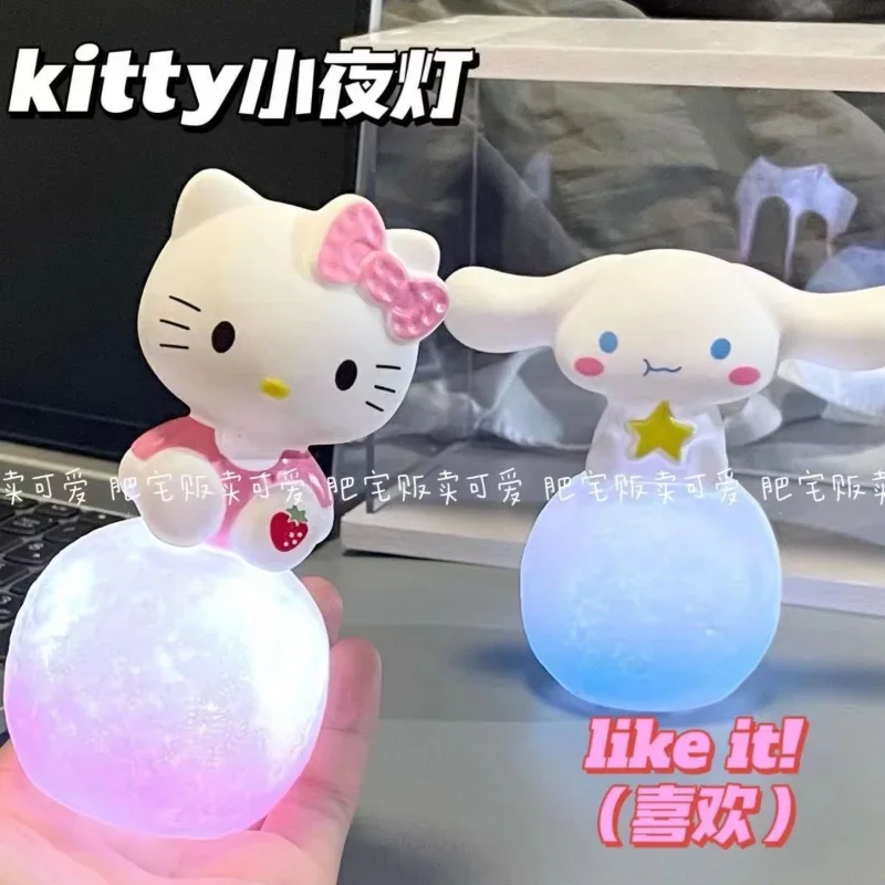 Kawaii Kuromi Cinnamoroll Night Light Glowing Children Toy Bedside Lamp Anime Cartoon Melody Cute Children Kid Present Gifts