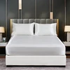 3/4pcs Queen King Size Luxury Bed Sheet Set Covers Satin Black Bed Sheets Pillowcase Flat Fitted Double Sheet Bedclothes 3