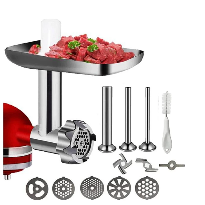 Stainless Steel Food Grinder Attachment for KitchenAid Stand MixerDurable Meat  Grinder, Including 3 Sausage Stuffer Dishwasher - AliExpress