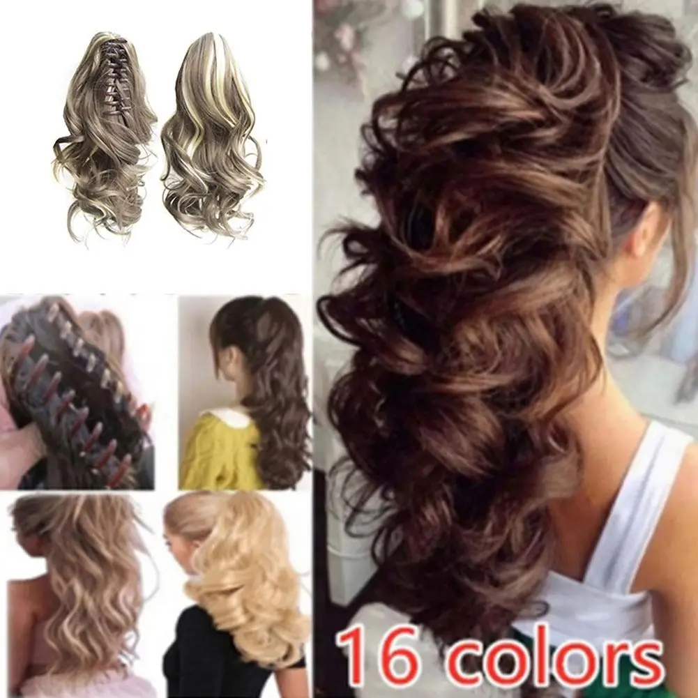 Small Wave Claw Clip Ponytail Curly Hair Extension Synthetic Fiber Hair Patch 40cm Ponytail Wave Wig For Women