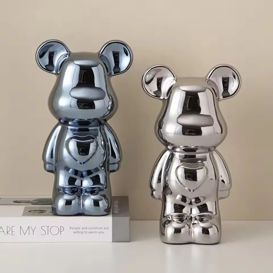 Keramische cartoon teddybeerfiguur, liefdesbeer ornament, kleine spaarpot voor de woonkamer, wijnkast, bureaudecoratie._voghion.com