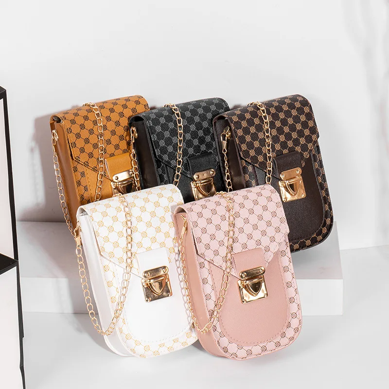 

Mini Mobile Bag Fashion Elegant Vintage Printed Chain Small Square Bag One Shoulder Crossbody Women's Cosmetic Bag