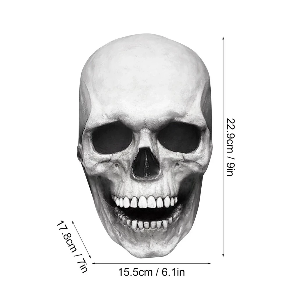 Full Head Skull Mask Carnival Adults Halloween Moveable Mouth Jaw Anime Horror Helmet Skeleton Headgear