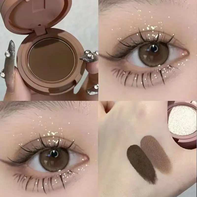 Eye Shadow Plate 3 Warna Cute Nude Glitter Eyeshadow Palette Kosmetik Pelbagai Fungsi Pembayang Mata Tricolor Pearlescent Sandwich Macaron Eyesha