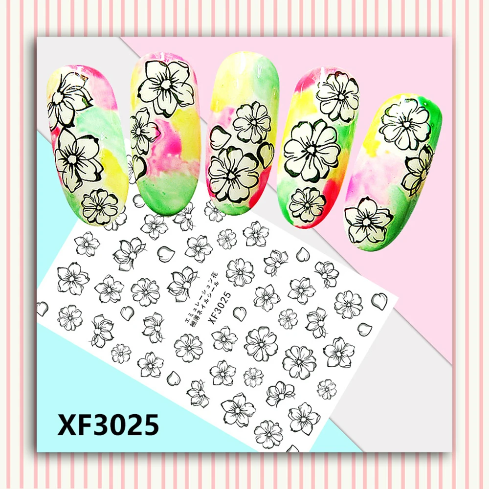 

10PCS Tomato Umbrella Red Nail Art Sticker Bikini Love Nail Art Deco Decal 3D Adhesive Mushroom Letters Squirrel Nail Slider