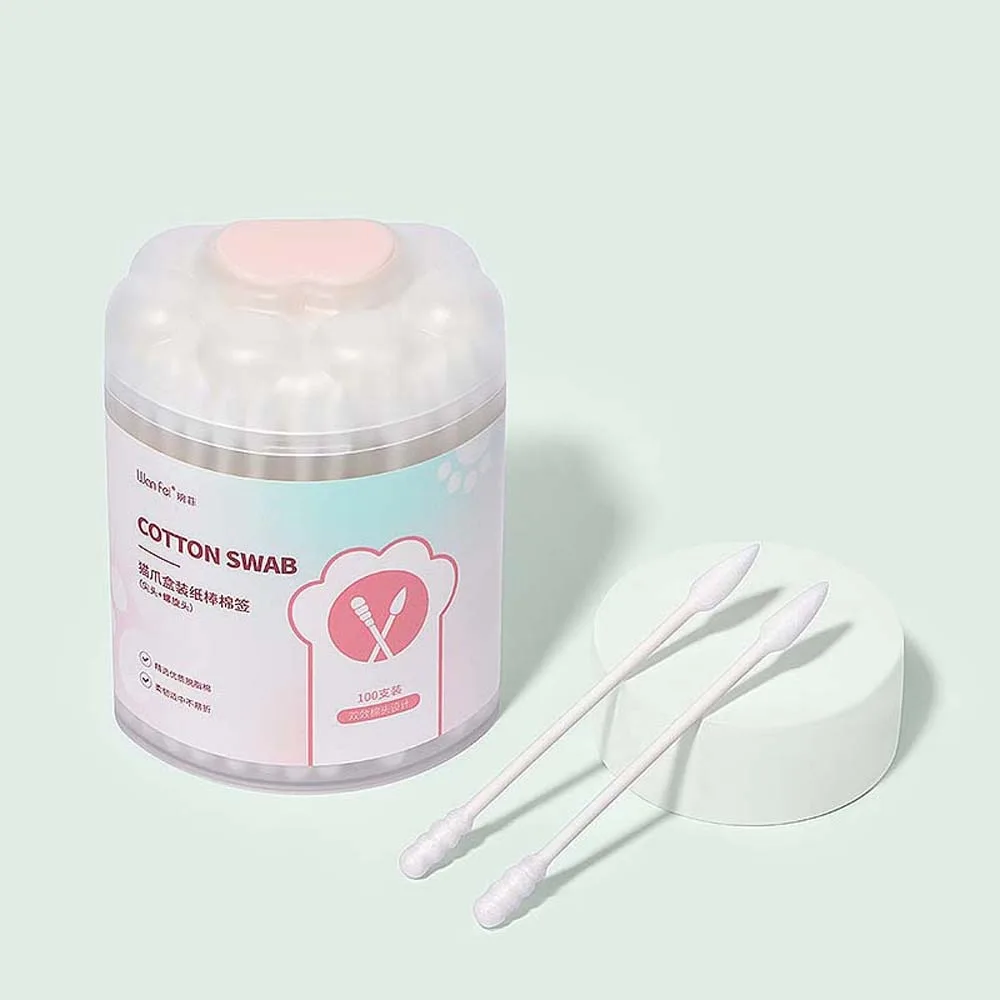 100 Pz/Set Naso Lipstik Cura Della Pulizia Dell'Orecchio Tamponi Di Cotone Colla Per Ciglia Rimozione Orecchio Pick Cleaner Cotton Buds Tip Makeup Too