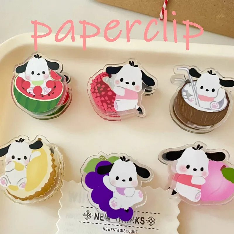 

Kawaii Sanrio Cinnamoroll Anime Paperclip Kuromi Pachacco My Melody Acrylic Notes Letter Paper Clip Office Supplies Stationery