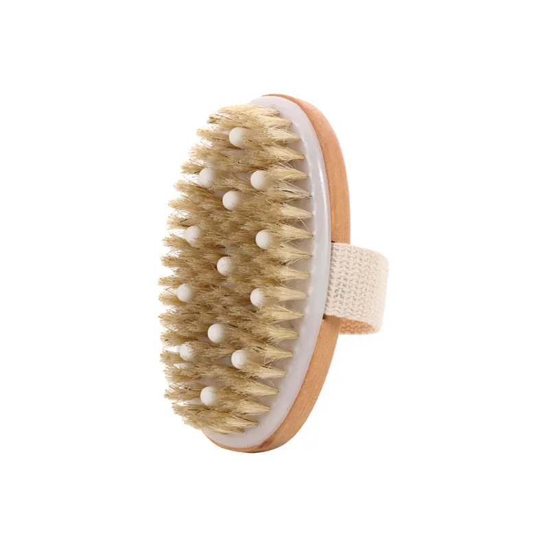 Wet Dry Skin Body Brush Natural Pig Bristles Dry Skin Exfoliating Body Massage Cleaning SPA Tool For Cellulite Lymphatic Drainag 4