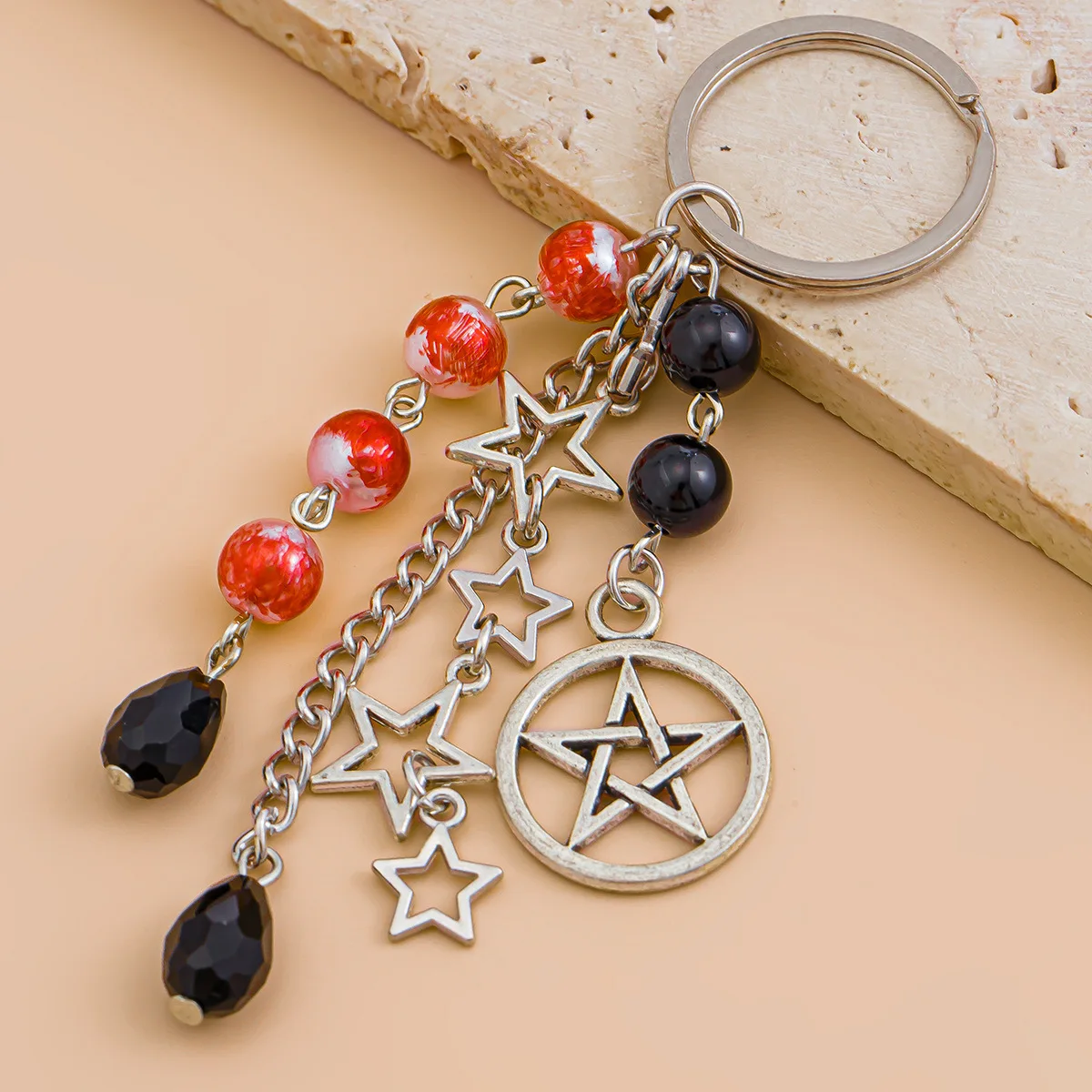 Cute Anti Loss Keychain Y2K Fashion Creamy Style Sweet Bag Small Pendant Fresh Butterfly Bow Pink Star Beaded Buckle Decoration