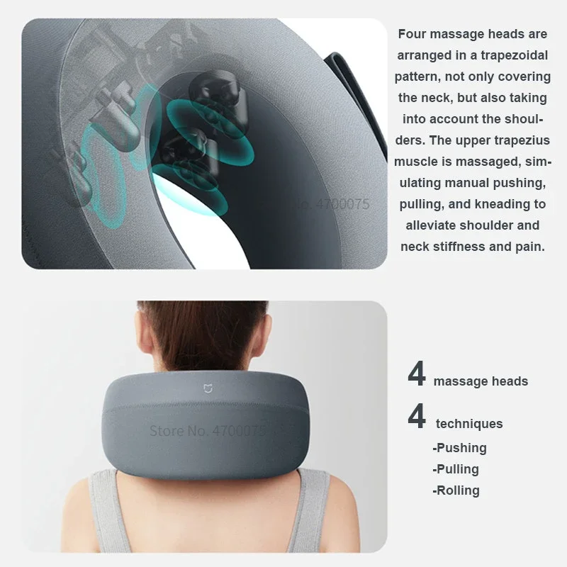 Mijia 스마트 목 마사지기, 어깨와 목 통합 마사지기, 걸이식 목 보호대, 10 가지 모드, Mi Home 앱 제어, MJNKAM01SKS